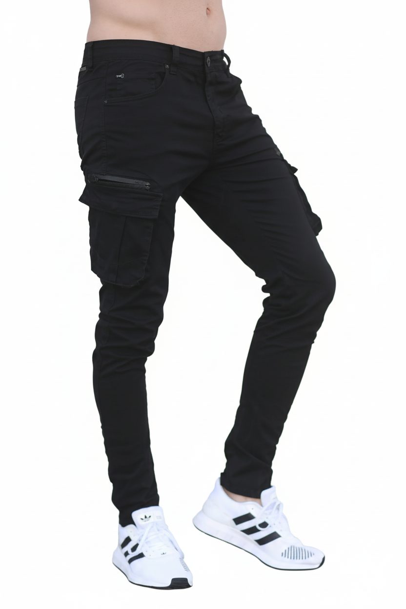 מכנס דגמח שחור לגבר ללא שרוך