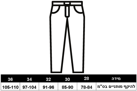 ציור של מכנס לצורך מדידה לרכישה