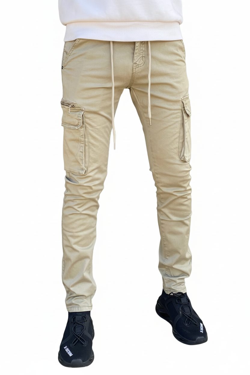 מכנס דגמח חאקי לגבר עם שרוך