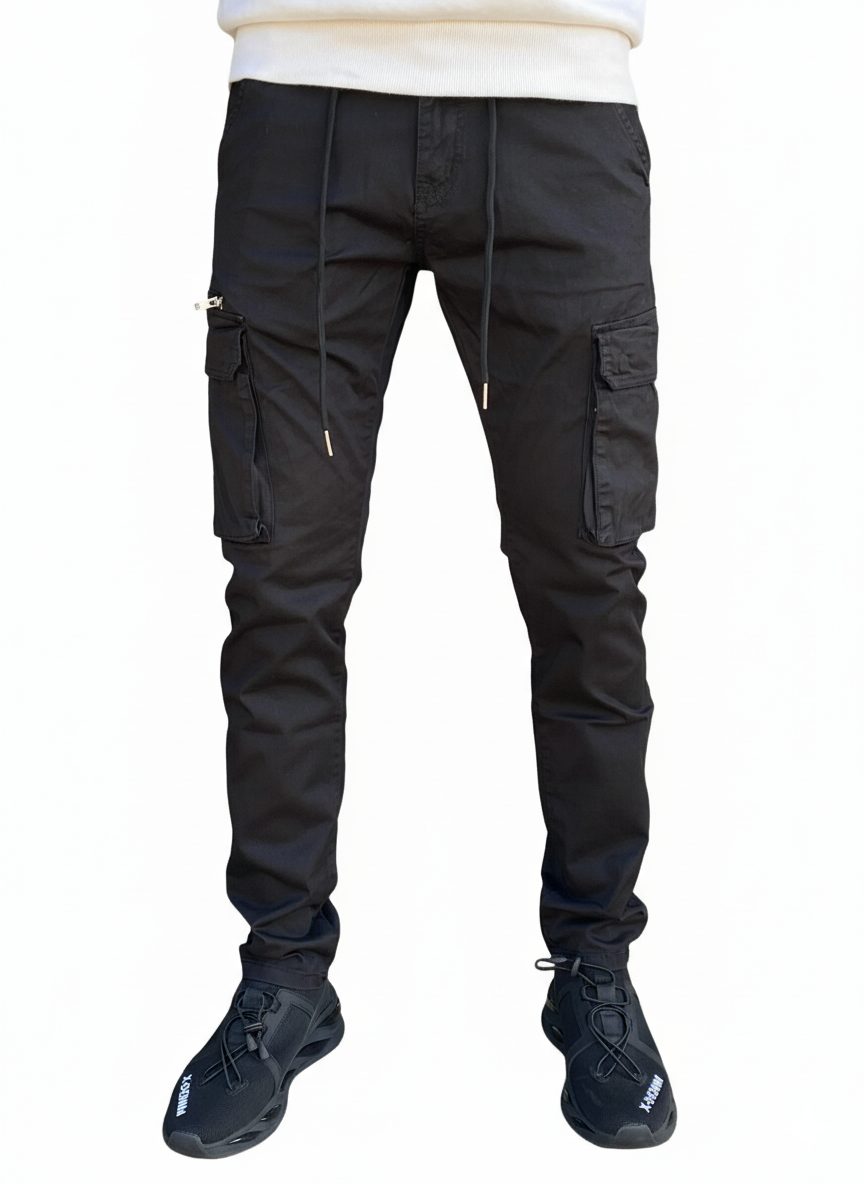 מכנס דגמח שחור לגבר עם שרוך