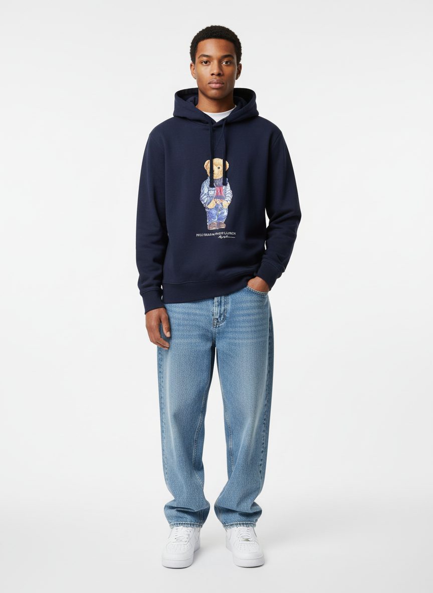 סוויטשירט קפוצ’ון פולו ראלף לורן דוב טוקסידו בצבע כחול נייבי