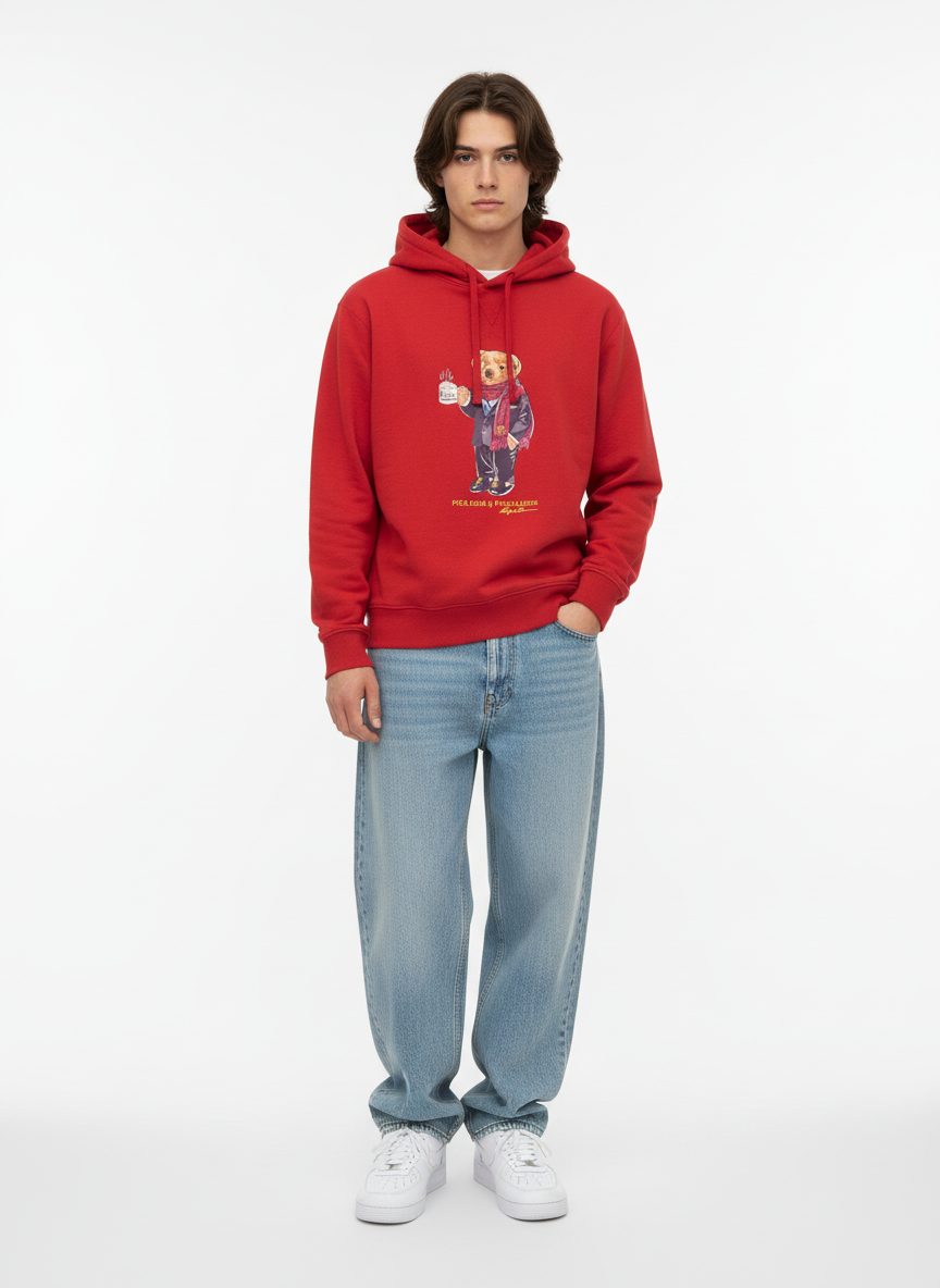 סוויטשירט קפוצ’ון פולו ראלף לורן דוב טוקסידו בצבע אדום